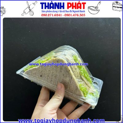 hộp H133- hộp bánh trong suốt- hộp đựng bánh mang đi- hộp sandwich take away- hộp nhựa tam giác trong suốt đựng bánh