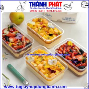 hộp JY1250- hộp đựng tiramisu- hộp mousse 320ml- hộp nhựa chữ nhật đựng bánh