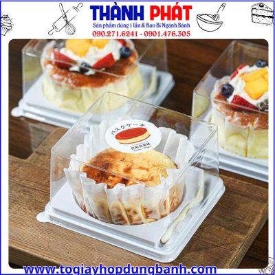 hộp bánh trong suốt- hộp bánh mousse kèm nĩa- hộp bánh HT329- hộp đựng bánh tráng miệng- hộp bánh kem mini