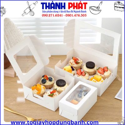 hộp đựng 4 bánh muffin -hộp bánh cupcake bakery -hộp cupcake cao cấp -hộp đựng bánh ngọt-hộp đựng bánh đẹp