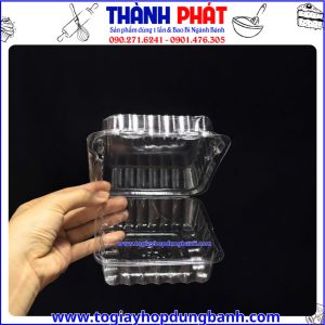 hộp đựng bánh bông lan chà bông- hộp nhựa nắp liền- hộp bánh PET- hộp đựng dessert- hộp bánh đẹp giá rẻ- hộp đựng bánh cao cấp