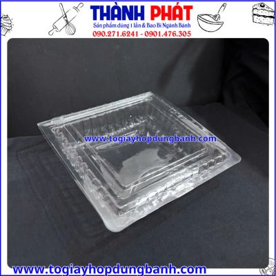 hộp đựng bánh vuông-hộp nhựa PET đựng thực phẩm- hộp đựng bánh giá rẻ- hộp bánh trong suốt