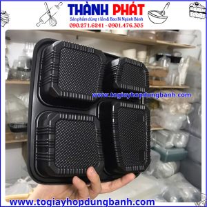 hộp đựng đồ ăn mang đi -hộp cơm take away 4 ngăn -hộp nhựa PET đựng thức ăn -hộp cơm chia ngăn giá sỉ