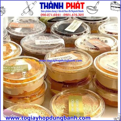 hộp đựng granola trái cây- hộp nhựa tròn trong suốt- hộp đựng dessert cao cấp-hộp tròn đựng bánh flan