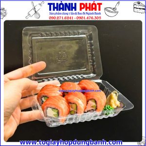 hộp đựng sushi 6 cuộn -hộp nhựa đựng sushi mini -hộp đựng nem chua mini-hộp nhựa trong suốt mini