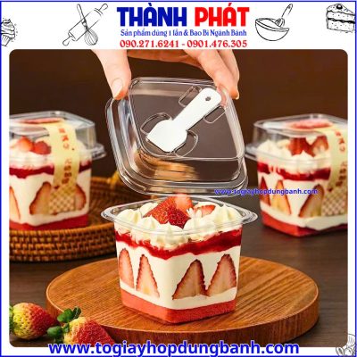 hộp đựng tiramisu- hộp bánh nhựa trong suốt- hộp bánh mini- hộp đựng bánh tiện lợi