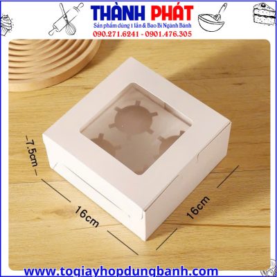 hộp giấy cupcake nắp kính -hộp đựng bánh cupcake- hộp đựng bánh muffin -hộp bánh cupcake bakery- hộp cupcake cao cấp