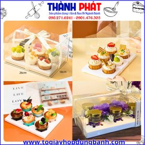 hộp mica đựng 6 bánh dễ thương- hộp quà tặng yến sào cao cấp- hộp mica trong suốt đựng bánh - hộp mica đựng hủ yến sang trọng