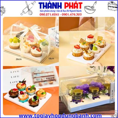hộp mica đựng 6 bánh dễ thương- hộp quà tặng yến sào cao cấp- hộp mica trong suốt đựng bánh - hộp mica đựng hủ yến sang trọng
