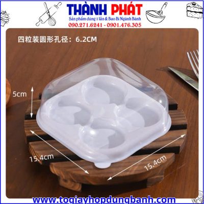 hộp nhựa đựng bánh ngọt sang trọng -hộp nhựa bakery- hộp đựng bánh cupcake mini-hộp nhựa đựng bánh 4 ngăn