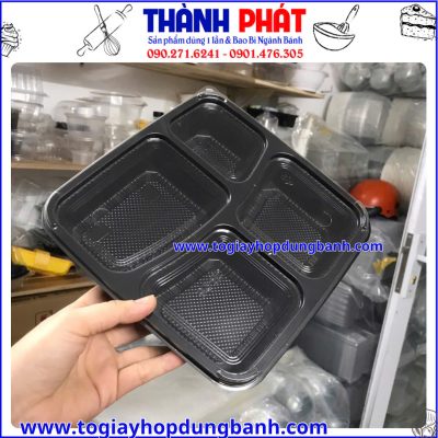 hộp nhựa đựng cơm JB26 -hộp cơm văn phòng tiện lợi -hộp đựng đồ ăn mang đi -hộp cơm take away 4 ngăn -hộp nhựa PET đựng thức ăn