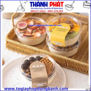 hộp nhựa đựng panna cotta- hộp đựng granola trái cây- hộp nhựa tròn trong suốt- hộp đựng dessert cao cấp