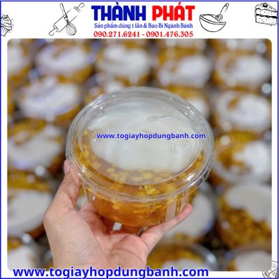 hộp nhựa tròn đựng chè-hộp pet w117 12oz- hộp 350ml đựng bánh mousse- hộp đựng flan lớn