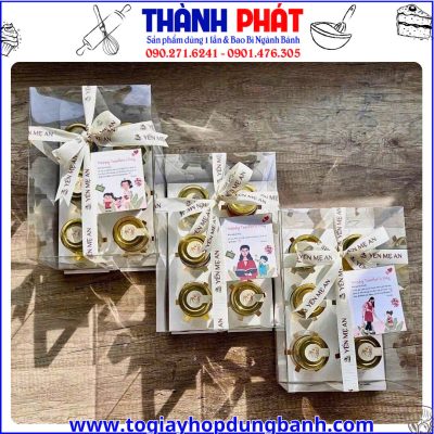 hộp quà sức khỏe- hộp đựng bánh cupcake và yến- hộp quà sang trọng-hộp trong suốt đựng bánh tiện lợi