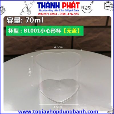 ly mica đựng tiramisu- ly nhựa hình tim đựng bánh- ly mousse mini- ly mica 70ml