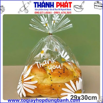 túi zip đựng bánh mì hoa cúc- túi đựng bánh mì ngọt- túi zip đựng bánh- túi thực phẩm đựng bánh handmade