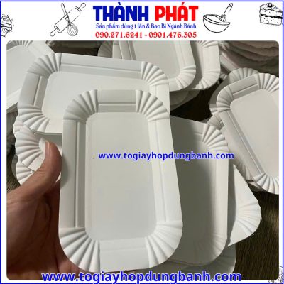 Dĩa giấy chữ nhật đựng bánh kem - dĩa giấy chữ Nhật đựng thức ăn - dĩa giấy chữ nhật dùng 1 lần-dĩa giấy tiện lợi