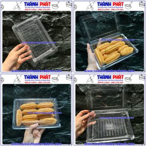 Hộp H-142 đựng bánh su kem -Hộp H-142 đựng bánh ngọt- Hộp Pet H-142 đựng bánh-Hộp đựng bánh bông lan