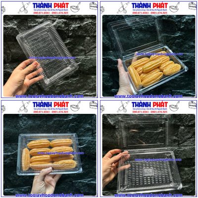 Hộp H-142 đựng bánh su kem -Hộp H-142 đựng bánh ngọt- Hộp Pet H-142 đựng bánh-Hộp đựng bánh bông lan