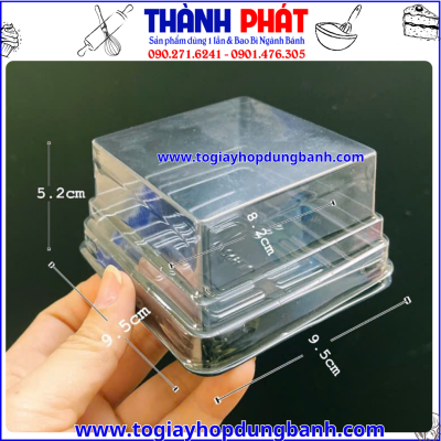 Hộp XY95-95 -Hộp JLH95-95 đựng bánh trung thu 150g- Hộp vuông đế đen đựng bánh trung thu 150g -Hộp vuông đế đen jlh95-95 đựng xôi khuôn 8cm