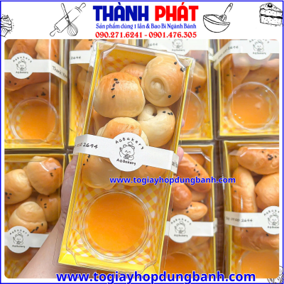 Hộp giấy chữ Nhật 1985 Caro vàng -Hộp giấy chữ Nhật đựng bánh e1985 -Hộp giấy đựng bánh đựng thức ăn mang đi-Hộp bánh takeaway đẹp