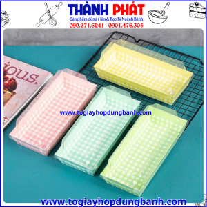 Hộp giấy chữ Nhật 1985 Caro vàng -hộp giấy đựng thức ăn mang đi- hộp bánh takeaway đẹp -hộp đựng bánh cookie dễ thương- hộp giấy đựng sandwich
