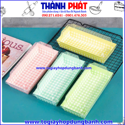 Hộp giấy chữ Nhật 1985 Caro vàng -hộp giấy đựng thức ăn mang đi- hộp bánh takeaway đẹp -hộp đựng bánh cookie dễ thương- hộp giấy đựng sandwich