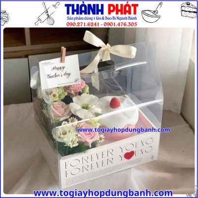 Hộp mica 2 ngăn chữ Love đựng bánh và hoa làm quà tặng-Hộp quà tình yêu- Hộp quà sinh nhật đẹp