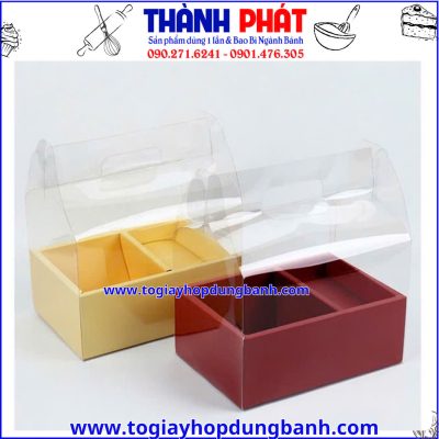 Hộp mica 2 ngăn đỏ đựng hoa và bánh -hộp Vali 2 ngăn đỏ đựng bánh và hoa -hộp mica cao cấp- hộp đựng trái cây quà tặng