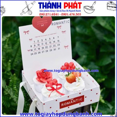 Hộp mica romantic đựng bánh kem -Hộp bánh kem mica romantic tim -Hộp đựng bánh mix vị làm quà tặng-Hộp in lịch đựng bánh làm quà sinh nhật