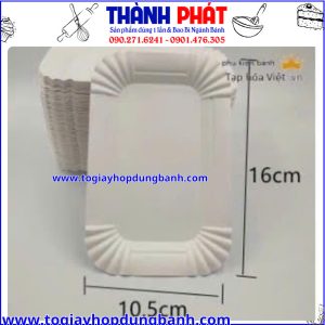 Kích thước Dĩa giấy chữ nhật đựng bánh kem - dĩa giấy chữ Nhật đựng thức ăn - dĩa giấy chữ nhật dùng 1 lần-dĩa giấy tiện lợi