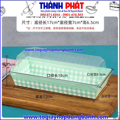 Kích thước hộp giấy đựng bánh -hộp giấy E1985 caro xanh dương -hộp đựng bánh takeaway -hộp giấy đựng thức ăn mang đi -hộp bánh đẹp giá rẻ -hộp giấy đựng sandwich