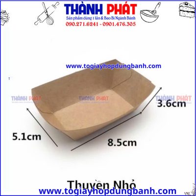 Kích thước khay giấy 8.5cm- khay giấy takeaway- khay đựng khoai tây chiên mini- khay giấy đựng gà viên