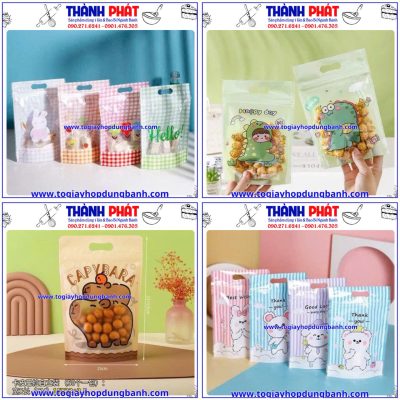 Túi zip đựng kẹo nougat - túi zip in hoạt hình đựng bánh - Túi zip 15x23 đựng bắp rang - Túi zip đựng bánh kẹo tặng quà cho bé