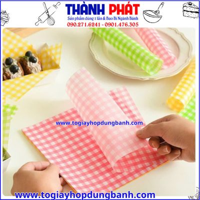 giấy lót bánh đẹp- giấy lót bánh take away- giấy lót đồ ăn- giấy nến thực phẩm- giấy lót bánh online- giấy lót bánh vuông 18cm