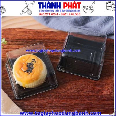 hộp XY65S- hộp bánh trung thu đế đen- hộpXY65S đựng bánh lava trứng chảy- hộp nhựa đựng bánh cao cấp