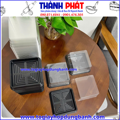 hộp bánh 300g- hộp đựng bánh 10cm- hộp bánh đế đen nắp trong- hộp rau câu hoa nổi- hộp đựng xôi cúng