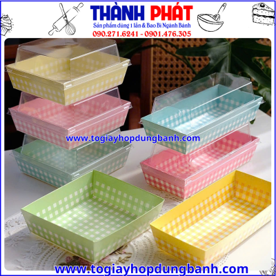 hộp bánh caro nhiều màu đẹp-hộp giấy đựng bánh -hộp giấy E1985 caro xanh dương -hộp đựng bánh takeaway -hộp giấy đựng thức ăn mang đi- hộp bánh đẹp giá rẻ