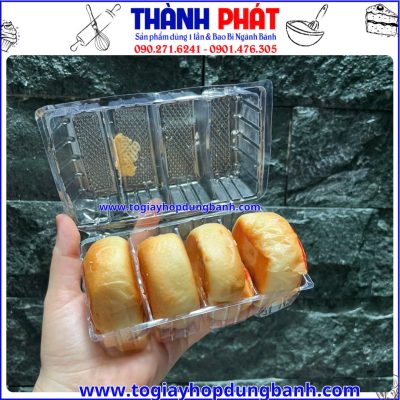hộp bánh pía 150g- hộp nhựa đựng bánh pía- hộp đựng 4 cái bánh pía- hộp bánh trong suốt- hộp bánh đặc sản