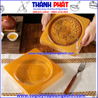 hộp đựng bánh dẻo trứng muối- hộp pet vuông đựng bánh trung thu cao cấp- hộp đựng bánh trong suốt-hộp bánh trung thu đẹp