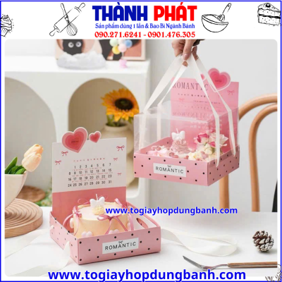 hộp đựng bánh in lịch -hộp bánh kem mini đẹp- hộp đựng bánh quà tặng -hộp mica trái tim -hộp bánh mix vị