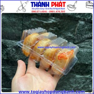 hộp đựng bánh pía 4 ngăn- hộp bánh pía 150g- hộp nhựa đựng bánh pía- hộp đựng 4 cái bánh pía