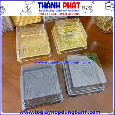 hộp đựng bánh trung thu 150g- hộp XY95-95- hộp JLH95-95 -hộp vuông đựng bánh trung thu mini- hộp JLH95-95 nhựa đế đen-hộp JLH95-95 đế vàng