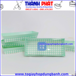 hộp giấy E1985 caro xanh dương -hộp đựng bánh takeaway -hộp giấy đựng thức ăn mang đi- hộp bánh đẹp giá rẻ