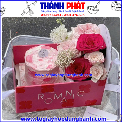 hộp mica 2 ngăn -hộp quà 2 ngăn màu đỏ đựng bánh và hoa- hộp romantic pastel -hộp quà tặng 8-3