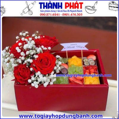 hộp mica đựng hoa và bánh- hộp vali đựng quà trái cây- hộp quà 2 ngăn- hộp đựng bánh và hoa- hộp quà 8-3