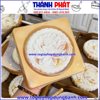 hộp nhựa đựng bánh mochi 300g- hộp đựng bánh dẻo trứng muối- hộp pet vuông cao cấp-hộp nhựa vuông đựng bánh trung thu lớn