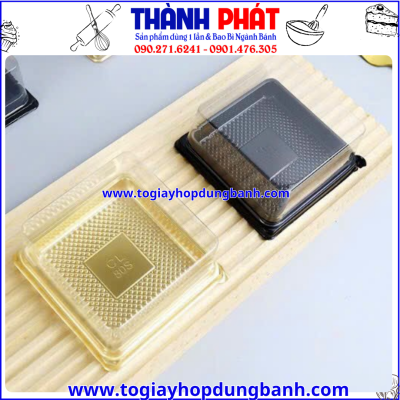 hộp nhựa pet vuông đựng bánh trung thu mini 125g -hộp đựng bánh mochi nhỏ cao cấp giá rẻ -hộp đựng bánh trung thu mini nắp trong suốt -hộp đựng bánh mousse bánh lạnh vuông 9cm