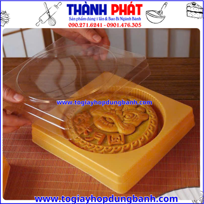 hộp pet đựng bánh trung thu 300g- hộp nhựa vuông đựng bánh mochi- hộp đựng bánh dẻo trứng muối- hộp pet vuông cao cấp