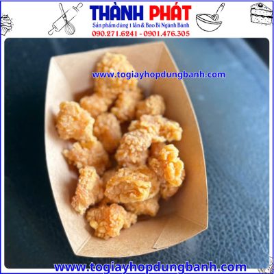 khay đựng khoai tây chiên mini- khay giấy đựng gà viên- khay giấy ăn vặt nhỏ- bao bì giấy kraft